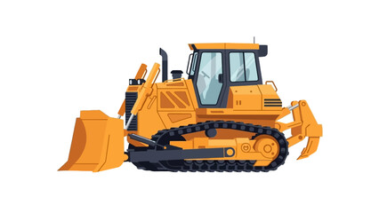 Illustration of a yellow bulldozer with black tracks. © crsnd