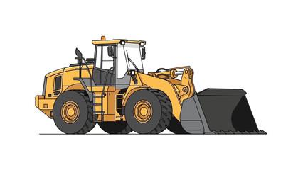 Naklejka premium Illustration of a Yellow Wheel Loader with a Black Bucket.