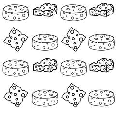 Cheese doodle pattern background. Cheese Seamless Pattern. Cheese background pattern. Hand drawn of outline