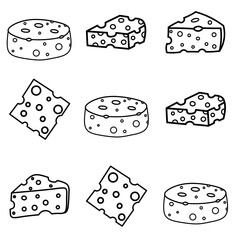 Cheese doodle pattern background. Cheese Seamless Pattern. Cheese background pattern. Hand drawn of outline
