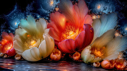 mandelbrot and Julia fractals art,flowers