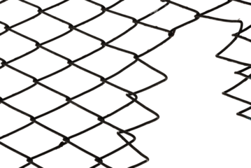 The texture of the metal mesh on a white background. Torn steel, metal mesh with holes