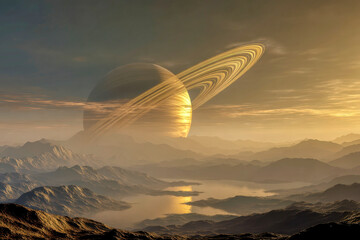Saturns rings landscape