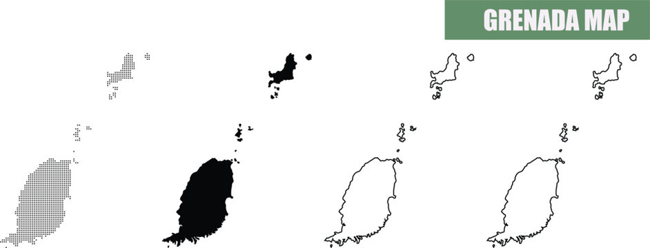 Grenada Map Illustrations in Various Styles and Colors