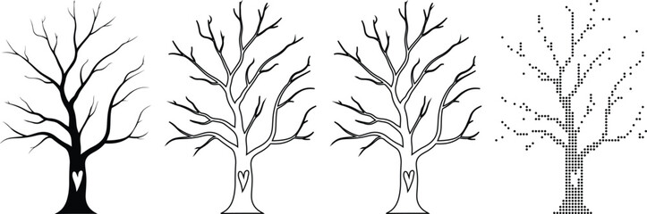 Naklejka premium Tree Silhouettes Collection for Family Genealogy Art