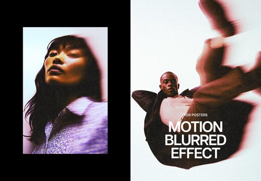 Motion Blur Poster Photo Effect Mockup
