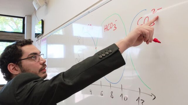 Teacher Demonstrating Data on a Whiteboard