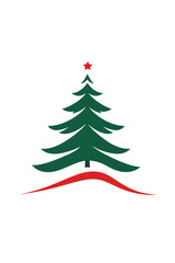 Fototapeta premium Minimalist Christmas Tree Design with Transparent Background and Red Accents