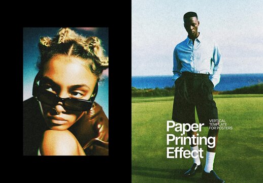 Paper Printed Poster Photo Effect Mockup