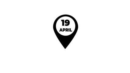 Date Marker Location Pin – April 19 Icon for Calendar & Map Apps
