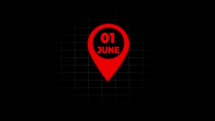 01 june Date Location pin Animation