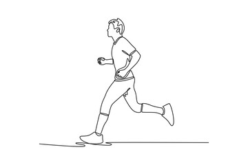 man running. Physical Activity concept. Single line draw design. Vector graphic illustration