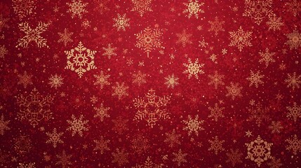 christmas, holiday, winter, trendy, Elegant gold snowflakes scattered on a rich red textured background creating a festive and luxurious winter holiday pattern perfect for Christm