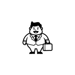 Cartoon Businessman with Briefcase in Suit.