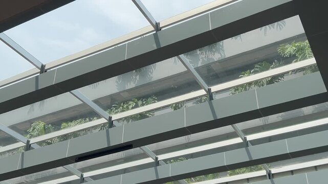 Glass roof on a sunny day