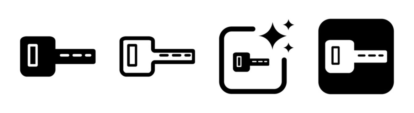 Black vehicle key icon vector illustration for car access solution and business security with transparent PNG background