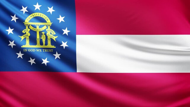 Georgia flag 4K video flag background texture, flag of Georgia waving in the wind, realistic american state flag video, USA, US patriotism