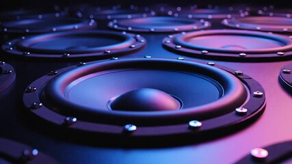 Immersive audio experience with array of speakers under dynamic lighting effects for sound design