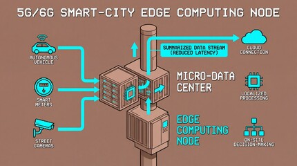 5G/6G Smart-City Edge Computing Node: An informative illustration depicting the architecture of a 5G/6G smart-city edge computing node.
