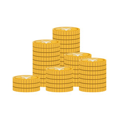 エンマークが書かれたコインが山積みになっているイラスト