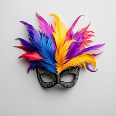 Colorful Feather Mask with Vibrant Plumes for Festive Celebrations
