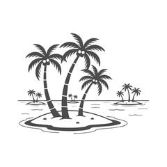 Tropical Island Landscape with Palm Trees
