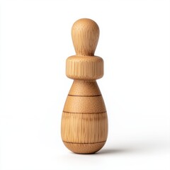 Wooden Toy Figure on a White Background for Creative Educational Use