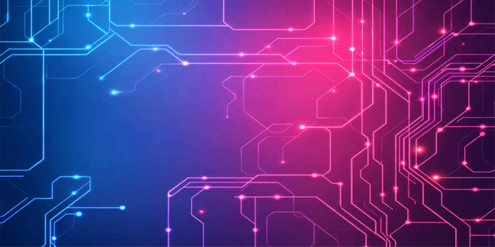 A futuristic blue circuit board background featuring a digital vector design with technical blueprint lines and network patterns for modern engineering and communication technology wallpaper