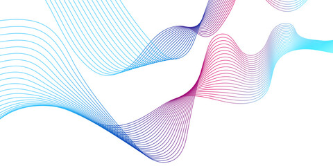 Abstract colorful wave element for design. Digital frequency track equalizer. Stylized line art background. Vector illustration. Wave with lines created using blend tool.