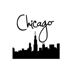 Fototapeta premium Minimal line art illustration featuring five iconic Chicago landmarks: Willis Tower, Cloud Gate, Chicago Theater, Navy Pier Ferris Wheel, and Buckingham Fountain. Clean modern design for print 