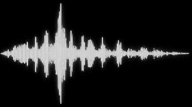Abstract audio waves visualization on black backdrop, dynamic waveform patterns