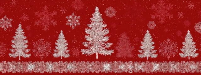 a festive christmas sweater design with a red background adorned with white snowflakes and trees