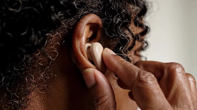 Close-up demonstration of correct wireless earbuds insertion for optimal sound quality and comfort