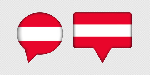 Flag of Austria in speech bubble.