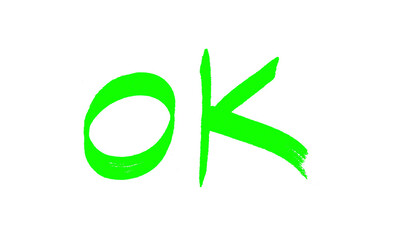 Black marker or pencil Ok word mark, vector hand drawn approved lettering