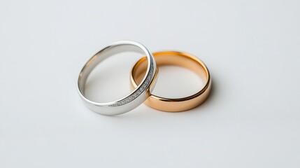 Elegant Silver and Gold Wedding Bands on White Background for Special Occasions