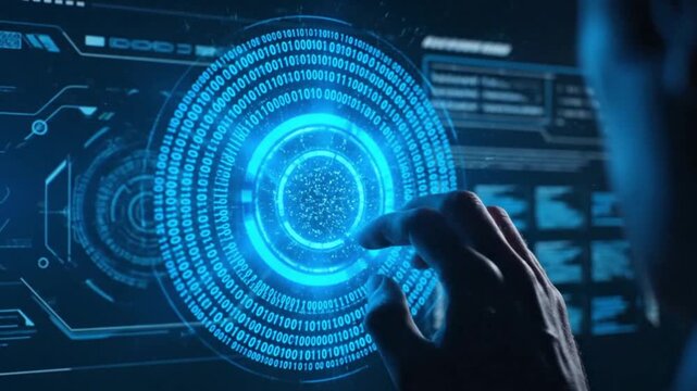 Futuristic Digital Data Interface Interaction