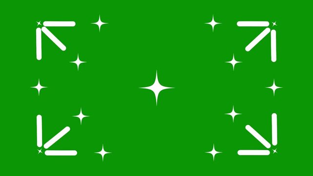 Magic glowing stars twinkling animation flat vector white cartoon doodle blinking sparkle fast motion trails glitter shine green screen chroma key festive 4K video.