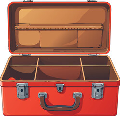 Open Toolbox with Empty Compartments for Organized Tool Storage and Minimalist Workshop Vector Illustration