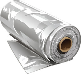 Partially Unrolled Roll of Biodegradable Trash Bags for Sustainable Waste Management and Eco Friendly Packaging Vector Illustration