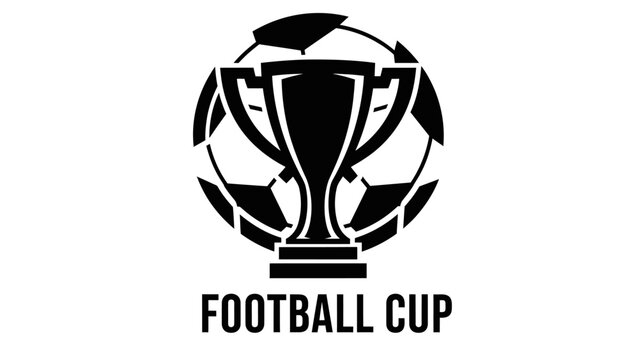 Football Cup Trophy and Ball Logo Icon Isolated White Background