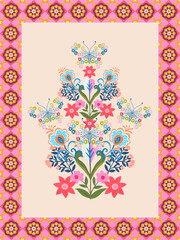 Beautiful cute animal pattern folk Traditional ethnic tribal  fabric background