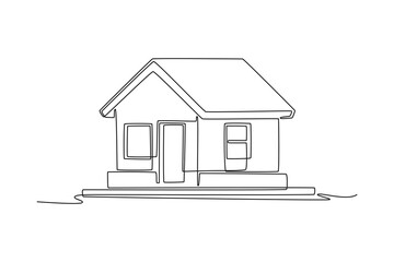 minimalistic style house. Cute House and Building concept. Single line draw design. Vector graphic illustration