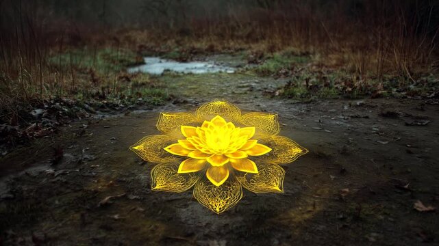 third chakra solar plexus chakra yellow lotus on the ground radiating yellow golden light energy. manipura sun energy fire element chakra of willpower and self identity