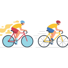 Obraz premium Two Cyclists Sprinting Side by Side on Racing Bicycles.