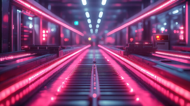 Create a neon-lit depiction of a forge in a dockyard