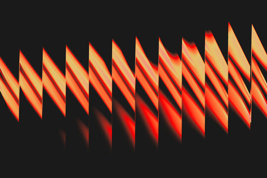 Glass gradient abstract design, orange and red prism glow with sharp geometric stripes, futuristic glass refraction effect, vibrant warm colours and dynamic energy pattern.