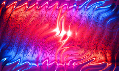 Abstract Neon Pink and Blue Liquid Glass Waves with Glowing Energy Background