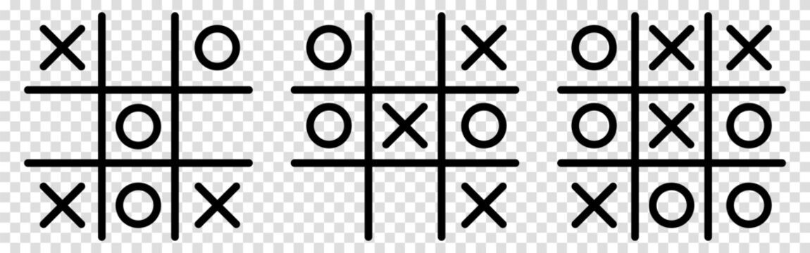 Tic tac toe game icons set