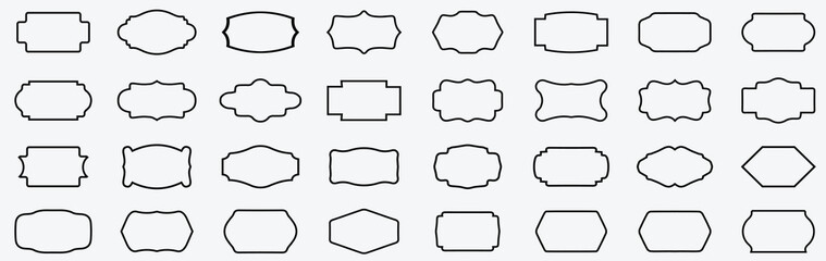 Black outline wavy zigzag rectangle frames set on transparent background